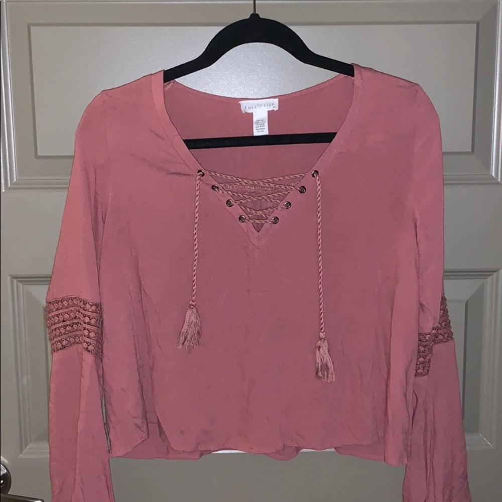 Pinkish red boho tie blouse